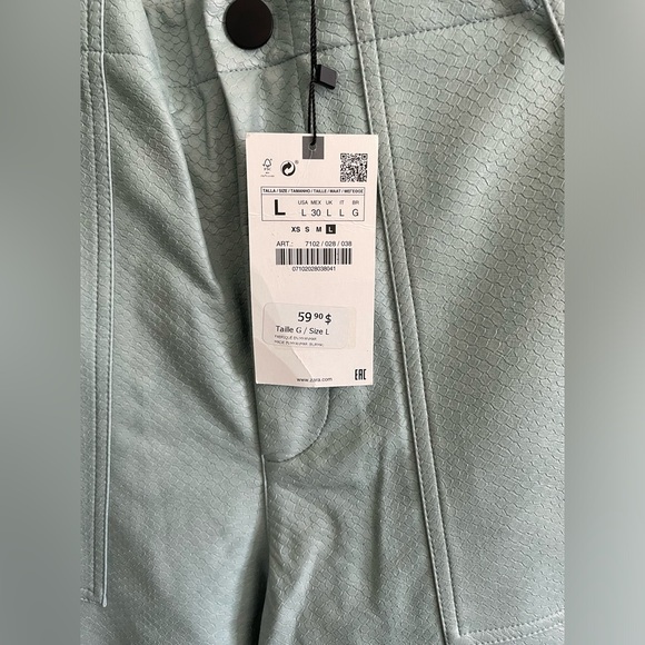 NWT Zara faux leather pants in light blue - Picture 2 of 3